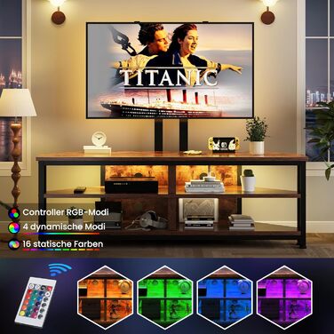 Тужба з полицями та кріпленням для телевізора Dripex кутова низька 120 см з LED підсвіткою