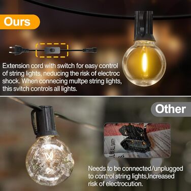 LED гірлянда для вулиці на батарейці з таймером, 9 метрів, 12 лампочок ST64, USB зарядка, 5000mAh, для декорування: сади, тераси, вікна, вечірки, весілля