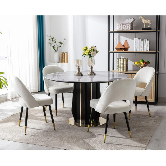 Набір з 2-х м'яких крісел з велюру для вітальні/кухні. Сучасний дизайн, без підлокітників, металеві ніжки (Бежевий)