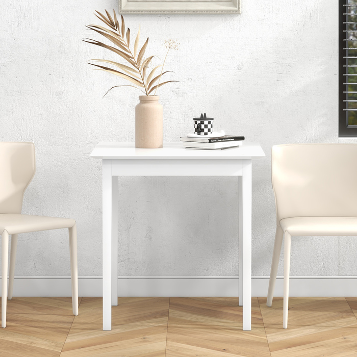 Обідній стіл для кухні, квадратний, сучасний дизайн, 75 см x 75 см x 76 см, білий