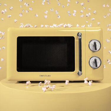 Мікрохвильова піч Cecotec Proclean 3010 Retro, 20 л, 700 Вт, механічне керування, 6 режимів, таймер 30 хв, режим розморожування, вінтажний дизайн, зелена, сталь