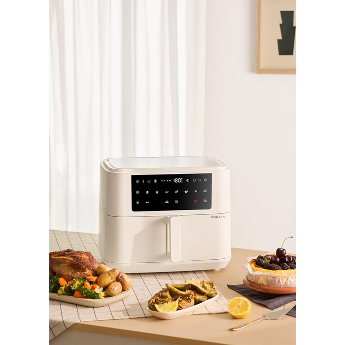 Фритюрниця повітряна 4.2L з паром, 6 програм, 1300W (10L Dual, кремовий)