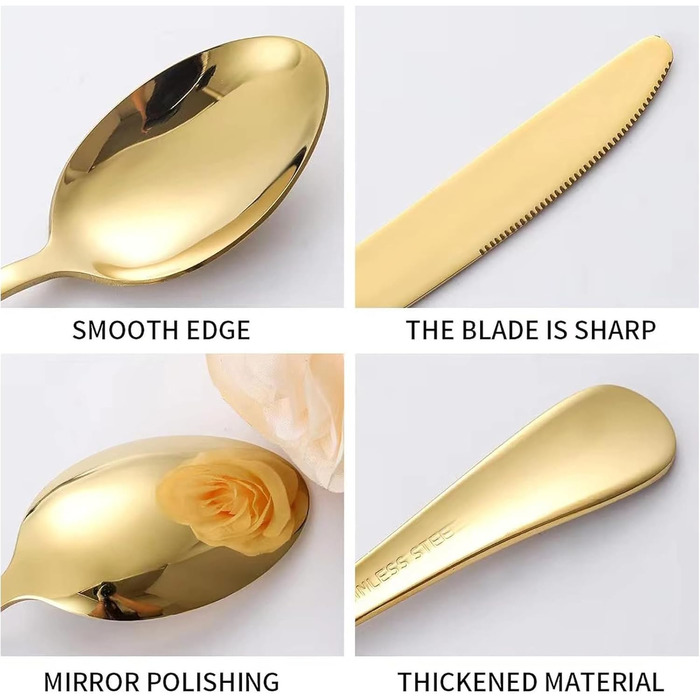 Набір столових приборів на 4 особи, 20 предметів: ніж, виделка, ложка, чорний, нержавіюча сталь, для посудомийної машини