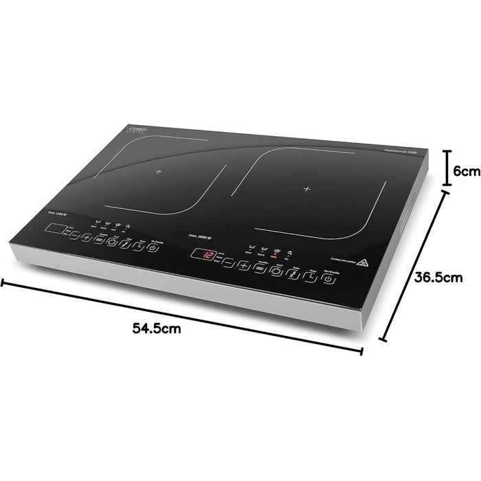 CASO Pro Gourmet 3500 - Двоконфорочна індукційна плитка, max. 3500 Вт, 60-240°C, 12 рівнів потужності, для посуду до 22 см