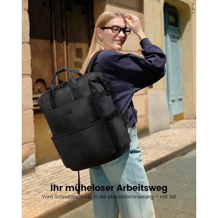 LOVEVOOK Рюкзак для жінок з відділенням для ноутбука 15.6 дюймів, шкільний, для подорожей, університету, бізнесу (17,3 дюйми, чорний)