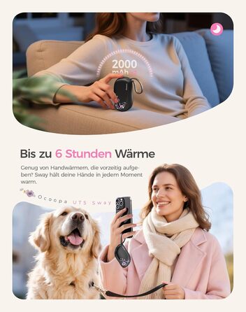 Електричні грілки для рук Ocoopa 2 шт. з дизайном гребінця, багаторазові, 4000mAh, ультратонкі (1.5 см), підходять для рукавичок та кишень, подарунок на Різдво, для жінок, зимові аксесуари, UT5 Sway Wiesengeflüster (Ocoopa x Artist Edition) (Nachtgarten (