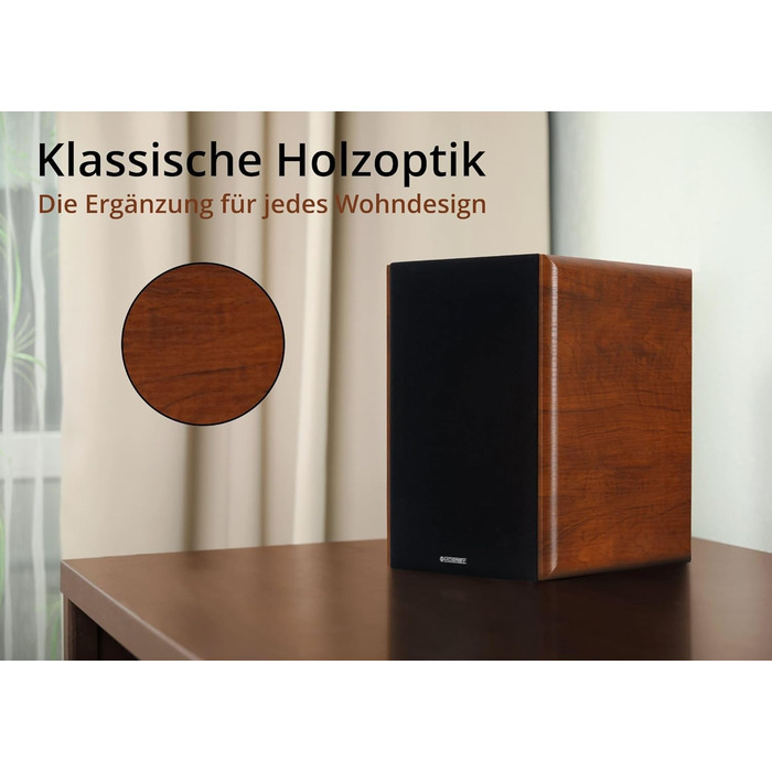 Дюймовий HiFi книжковий поличний динамік, 60 Вт RMS, 2-смуговий, коричневий вигляд під дерево, 365 BN 6,5-