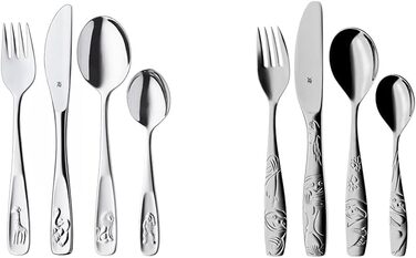 Набір дитячого столового прибору WMF Tiere & Faultier (4 шт.), нержавіюча сталь, для дітей від 3 років, Cromargan, придатний для миття в посудомийній машині