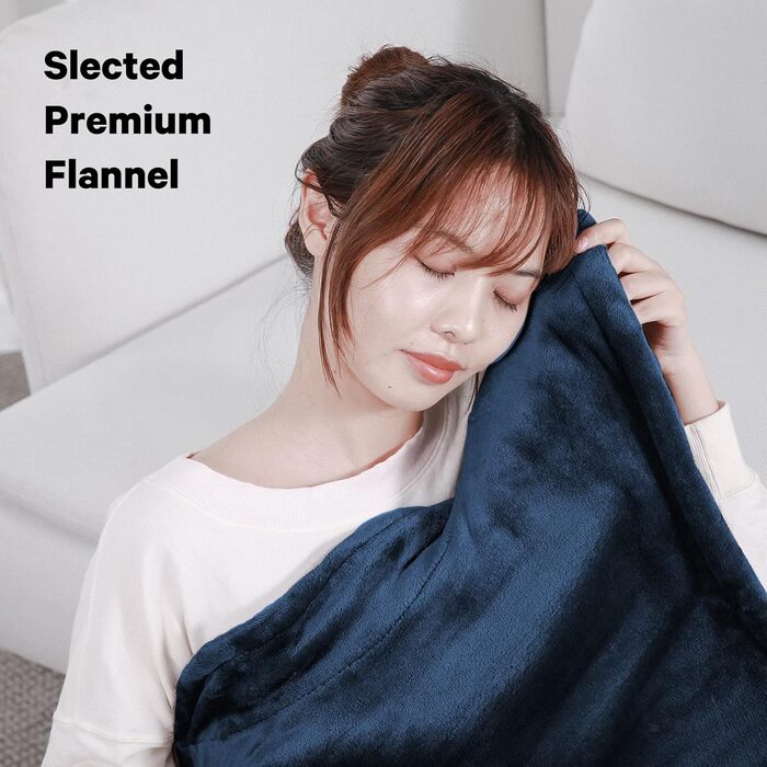 Електричний нагрівальний килимок для спини, шиї та плечей 60 x 85 см, 4 температурні режими, з автовимкненням та захистом від перегріву, можна прати в машині (Блакитний)