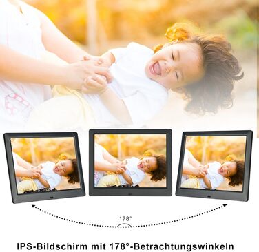 Цифровий фоторамка TSITSC 8.7 дюйма, IPS-екран 1024*768, календар, годинник, музика, фото/відео, USB/SD, з пультом, чорний