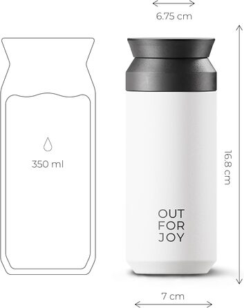 Термокружка з нержавіючої сталі 350 мл | Термокружка для кави та чаю на винос | З подвійними стінками, ізольована, не протікає | Подорожна термокружка | Зберігає тепло до 4 годин / холод до 8 годин (Білий Шовк)