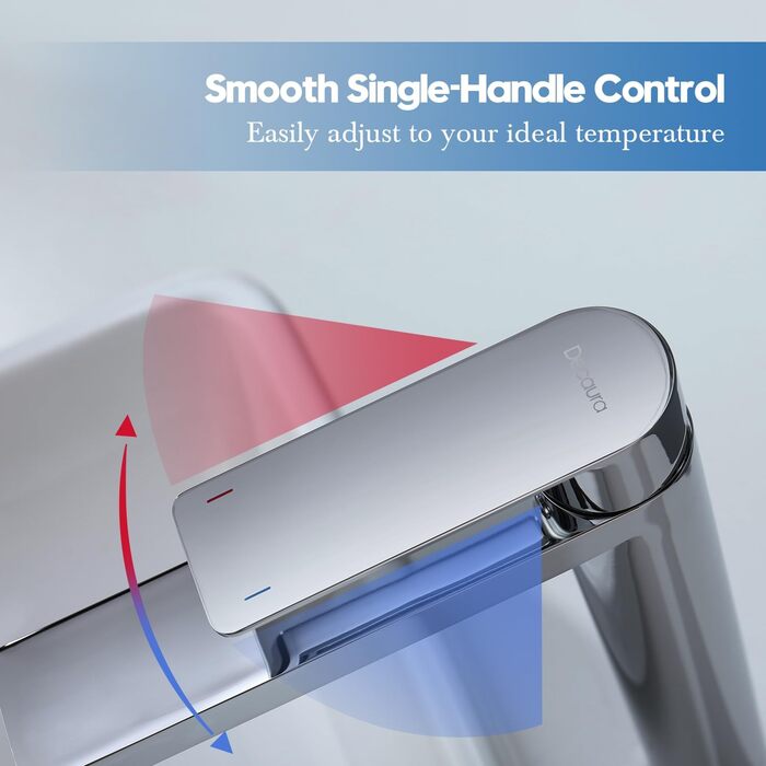 Змішувач для умивальника Decaura, хром, нержавіюча сталь, однорідний, висота виливу 250 мм, для накладних умивальників