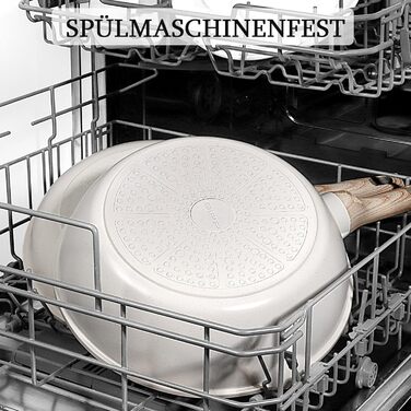 Сковорода з високим бортиком GiPP, 30 см, керамічне антипригарне покриття, з кришкою, 4.3 л, для всіх типів плит, біла