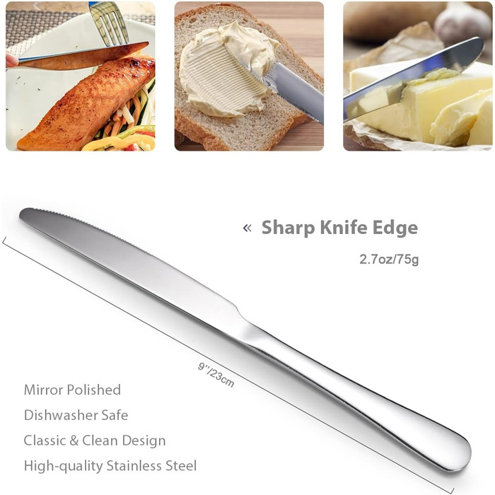 Набір столових приборів Ben & Bel на 6 осіб (24 шт.) з нержавіючої сталі: ножі, виделки, ложки, подарункова коробка, легко миється, придатний для миття в посудомийній машині