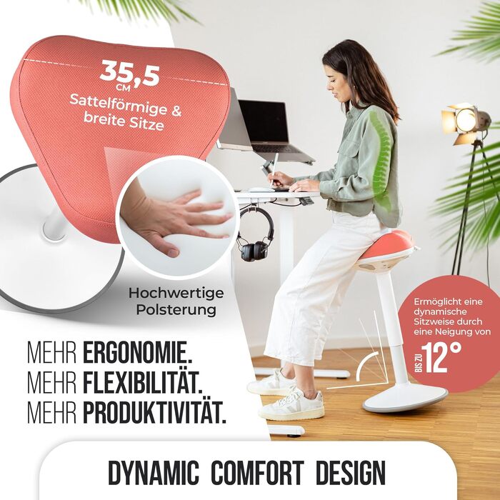 Офісний стілець SH-01 Zip з знімним чохлом | Ергономічний стілець для роботи та відпочинку | З сертифікацією IGR | Регульована висота (58-83 см) | Рожевий