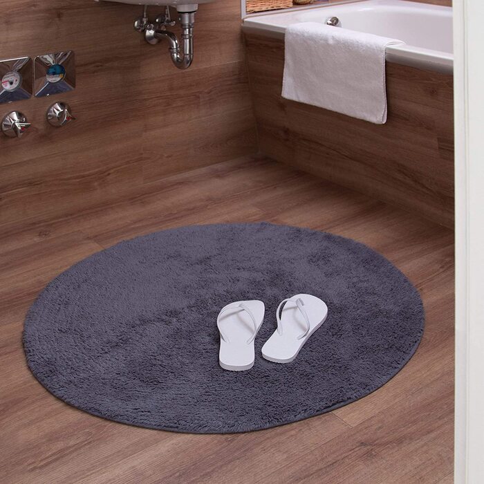 Килимок для ванної кімнати Relaxdays, миється килимок для ванної, килимок для підлоги з підігрівом, сірий (круглий, 90 см(круглий))