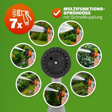 Шланговий барабан Gardebruk® 20м + 2м з кріпленням для стіни, 1/2', для саду, багатофункціональна ручна лійка, система подачі та намотування шланга