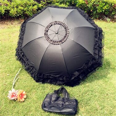 Майбар парасолька УФ UPF 50 кишенькових парасольок Захист від ультрафіолету мереживний парасольку жіночий для жінок чорний