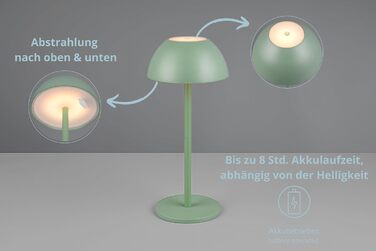 Бездротова настільна лампа Robert, LED, настільна лампа, нічник, регулювання яскравості, USB зарядка, 30 см, Pistaziengrün