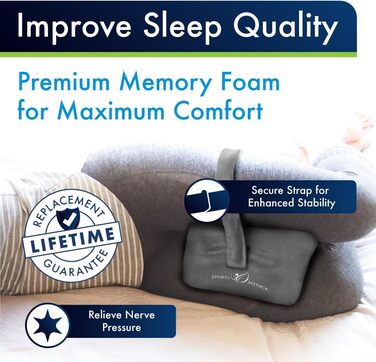 Ортопедична подушка для колін з піною Memory Foam - для тих, хто спить на боці, при болях в попереку та ішіасі. З інструкцією. Білий (сірий)