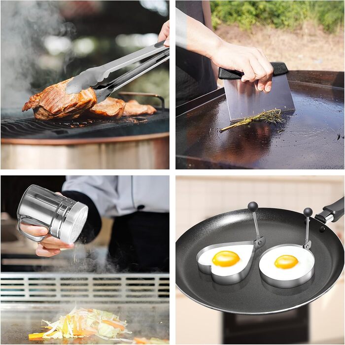 Набір гриль-посуду 19 предметів: аксесуари для гриля, прес для бургерів, лопатка, дзвоник, посуд для тепаньякі та гриля, нержавіюча сталь