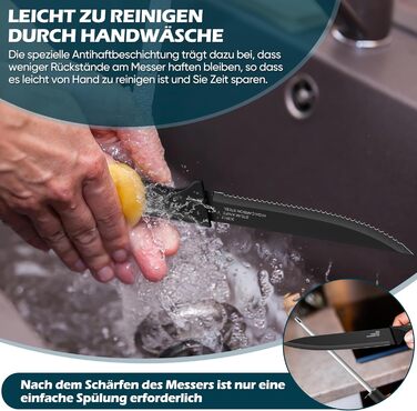 Набір ножів Homikit 15 предметів з підставкою: кухонні ножі з нержавіючої сталі, веточки, 6 ножів для стейків, чорний
