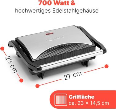 Контактний гриль Bomann® MG 2251 CB: 700W, антипригарне покриття, для безжирового приготування, Panini Grill | Тостер-гриль