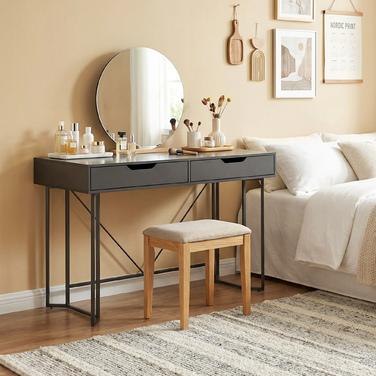 Компактний комп'ютерний стіл з 2 висувними ящиками, письмовий стіл з великою робочою поверхнею 120 x 60 x 77 см, чорного кольору