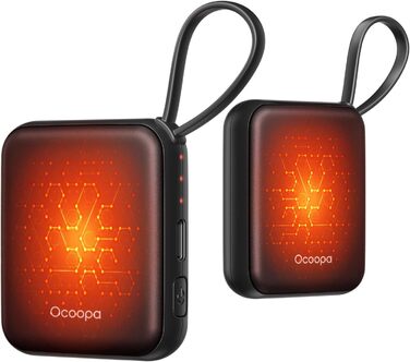 Електричні грілки для рук OCOOPA 2 шт. з акумулятором 4000mAh, USB, 3 режими нагріву, до 52°C, для зими, катання на лижах, подорожей та активного відпочинку, UT5 Nano Wiesengeflüster (Ocoopa x Künstleredition), чорний