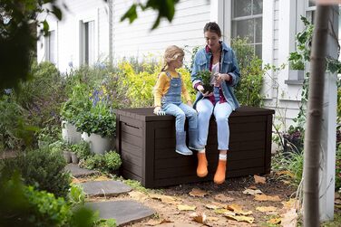 Садова скриня/бокс для зберігання Koll Living Gartenbox 623 л, коричневий - з газовими амортизаторами, вантажопідйомність кришки 272 кг