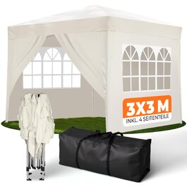 Павільйон Kronenburg розкладний, 3x3 м, водонепроникний, UV захист 50+, Champagner, з 4 боковими панелями