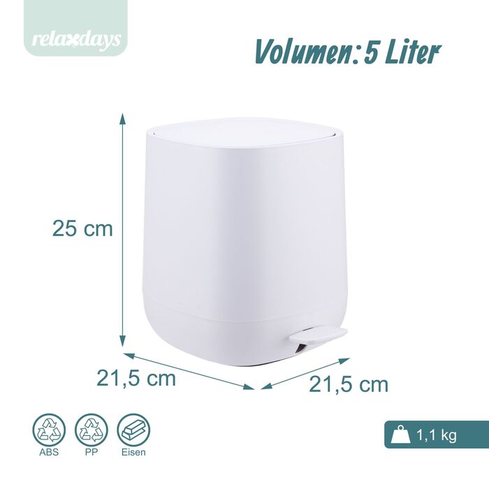 Відро для сміття Relaxdays 5 л з м'яким закриттям