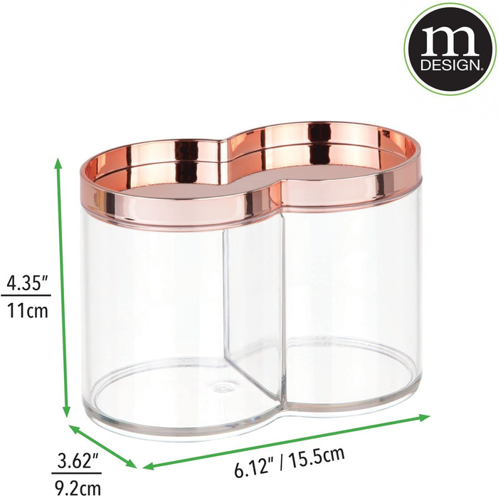 Косметички mDesign - тримач для ватних дисків та ватних паличок - складані та з кришкою - набір з 2 шт. - рожеве золото/прозорий