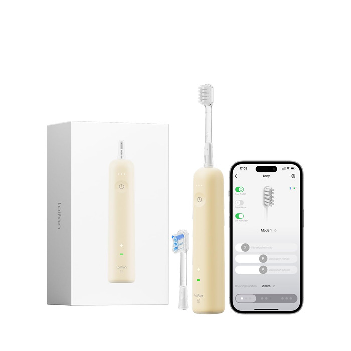 Електрична зубна щітка Laifen Wave Spezial з осциляцією та вібрацією, звукова, для дорослих, з додатком, 2 насадки (зелена), 1 шт. (упаковка) (жовта, 1 шт. (упаковка))