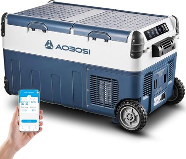 Холодильник автомобільний AAOBOSI Kompressor Dual Zone 30L, -20°C до 20°C, 12V/230V, для авто, кемпінгу та риболовлі, блакитний