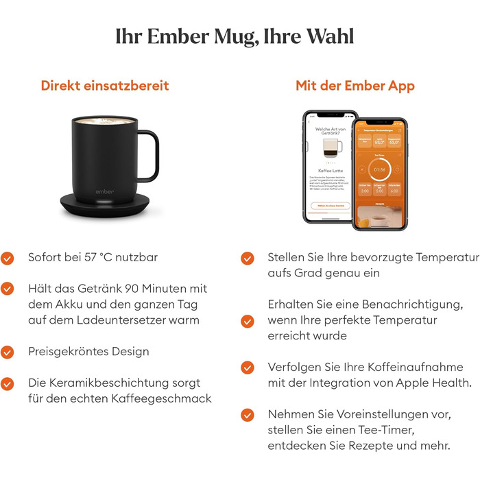 Розумний термокружка Ember Smart Mug 2, 295 мл, чорний: регулювання температури через додаток, LED дисплей, акумулятор, покращений дизайн