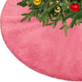Різдвяна ковдра KONVINIT круглий Різдвяний килим зі штучного хутра плюшева Різдвяна спідниця з блискучим сріблом, близько 90 см (рожевий, діаметр 90 см)