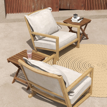 Outsunny Side Table Outdoor, Набір з 2 садових столів, Складаний кемпінговий стіл з дерева, Розкладний стіл для саду, Балкона, Тик, 45 x 45 x 45 см