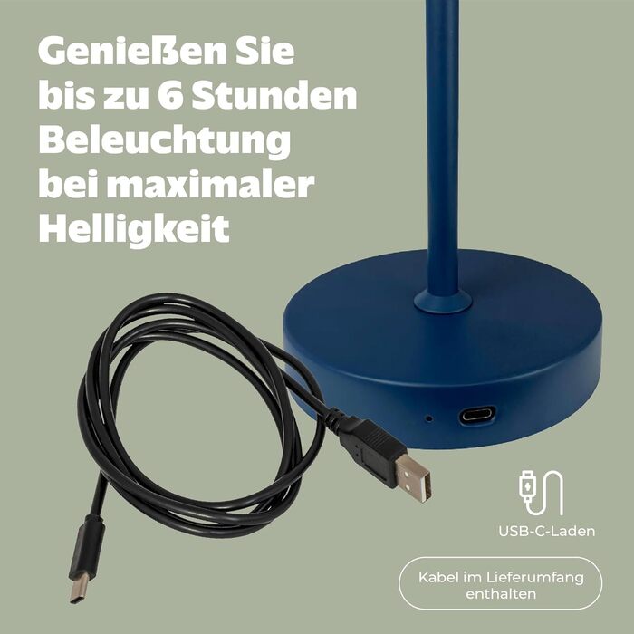 Лампа настільна Dyberg Larsen Stockholm 2.0 Indigo Blue | LED лампа з акумулятором | Настільна лампа для дому та вулиці | Датське дизайну, синього кольору, модель 2.0