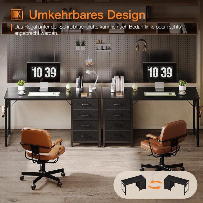 Письмовий стіл ODK з 4 шухлядами 120x48x75.7 см, комп'ютерний стіл з тримачем для навушників, офісний стіл з дерева для дому, білий (чорний)