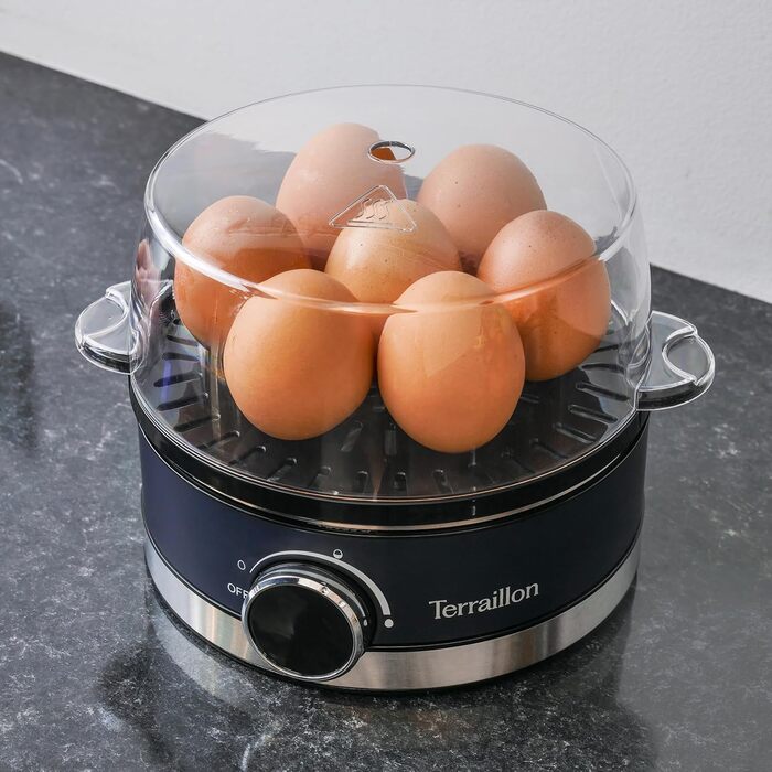 Електричний яйцеварка TERRAILLON New Moon, 7 яєць, 410 Вт, таймер, нержавіюча сталь, блакитний