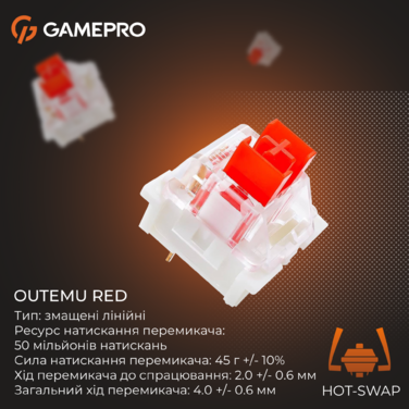 Бездротова механічна клавіатура GamePro Genesis Joker Pro (MK124G) 87% Red switches