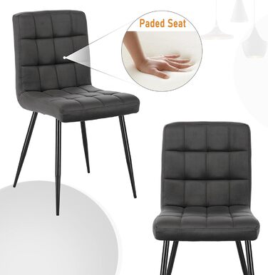 Набір обідніх стільців Lestarain 6 шт. з м'яким сидінням, оксамитові, для кухні/вітальні, металеві ніжки, сірий
