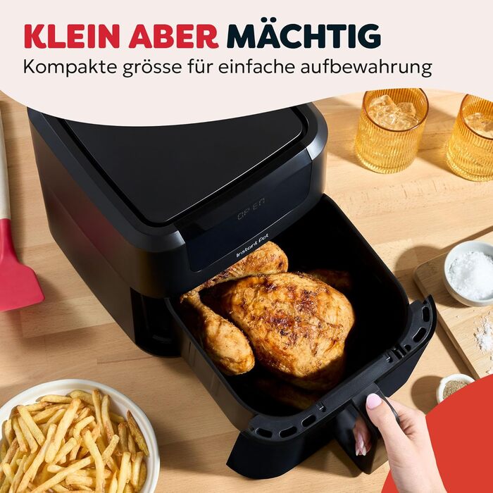 Фритюрниця повітряна Instant Pot Vortex Compact Trüffel Grau 5 л з сіткою, сімейна, 4-в-1 (смаження, сушка, випічка, підігрів), антипригарне покриття, легко миється, придатна для миття в посудомийній машині, колір: сірий