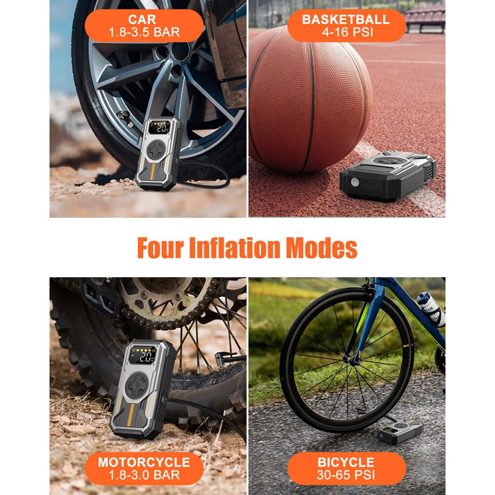 Powerbank для автомобіля Starthilfe: 6000A, 12V, компресор 150 PSI, LED, LCD, для бензинових та дизельних двигунів (до 7.5L/6L), сріблястий