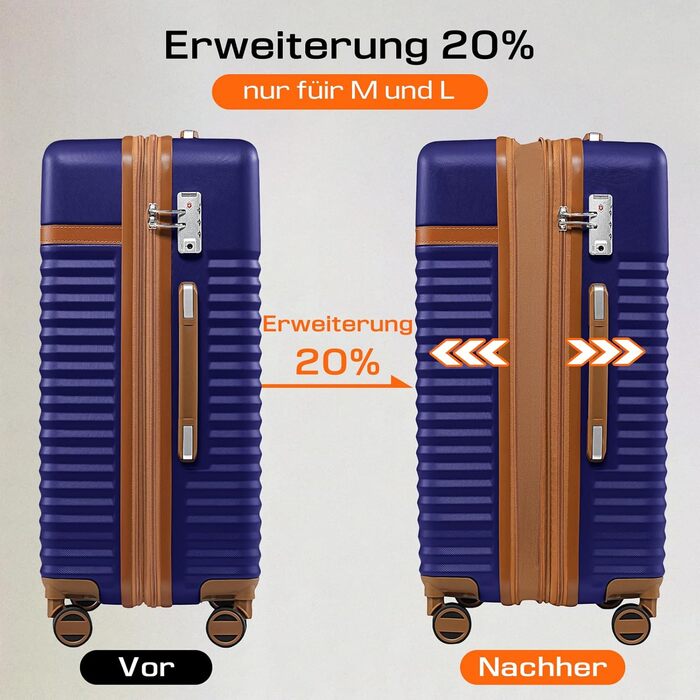 Набір валіз Joyway 5 предметів з ABS пластику, розширюваний, з TSA замком та 4 колесами (Marineblau)