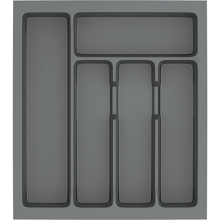 Вставка для столових приладів sossai Divio для висувних ящиків 30 см / ширина 23 см x Глибина 43 см обрізна / з 4 відділеннями / Колір антрацит / Система розташування ящиків для столових приладів (38 x 43 см-5 відділень)