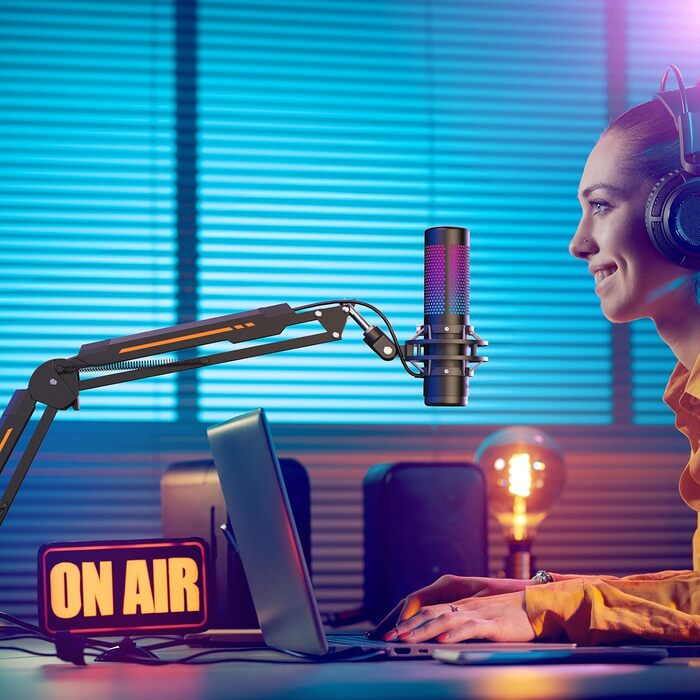 Мікрофон геймерський TONOR T90 з RGB підсвіткою та тримачем - професійний мікрофон для стрімінгу та ігор