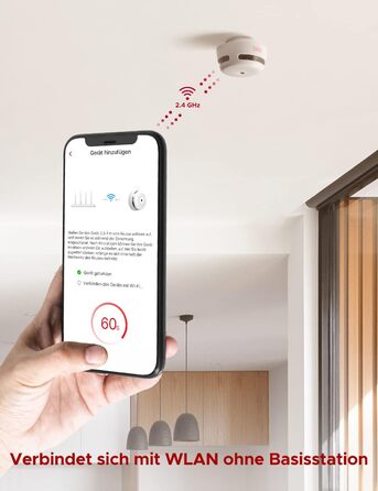 Датчик диму X-Sense WLAN з підключенням до Wi-Fi, EN14604, з змінною батареєю, сповіщення через додаток, білий, 1 шт.