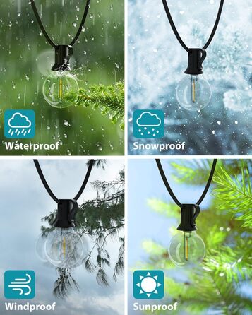 Світлодіодна гірлянда для вулиці 23м (30+3 лампочки) - регульоване світло, тепле біле освітлення, для тераси, саду, вечірки. Без пульта.